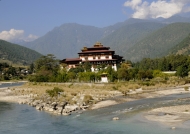 Dzong at river confluence