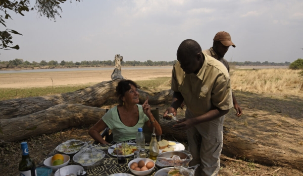 Marie at lunch near the South Luangwa River