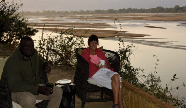 Marie at sunrise near the South Luangwa River